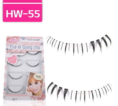 专业假睫毛批发推荐 HW-55#纯手工透明梗下睫毛5对装